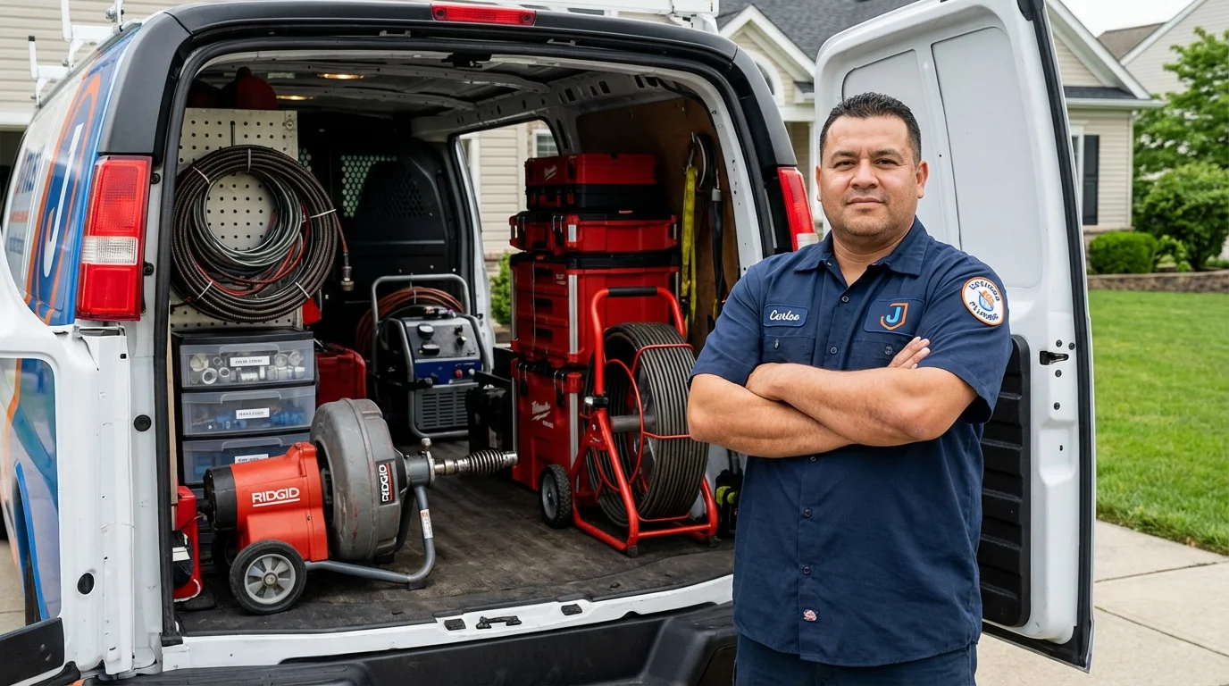 Professional drain cleaning equipment and Johns Plumbing LLC plumber in Rutherford College