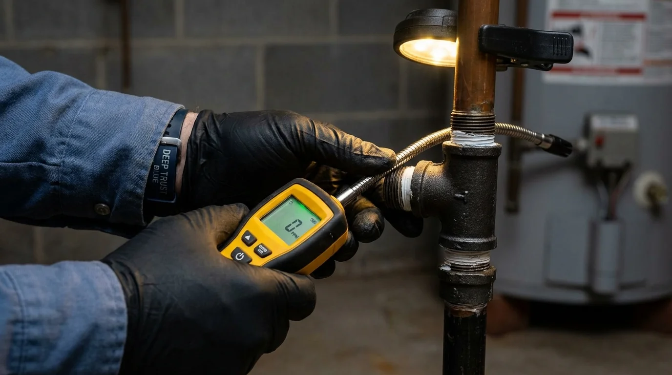 Gas leak detection with electronic sniffer by Johns Plumbing LLC in Rutherford College