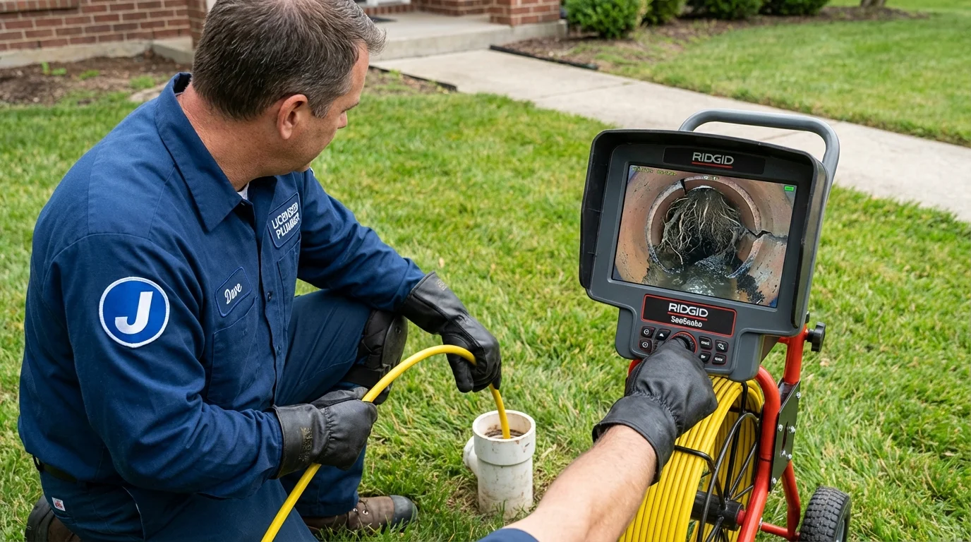 Sewer camera inspection being performed by Johns Plumbing LLC in Rutherford College